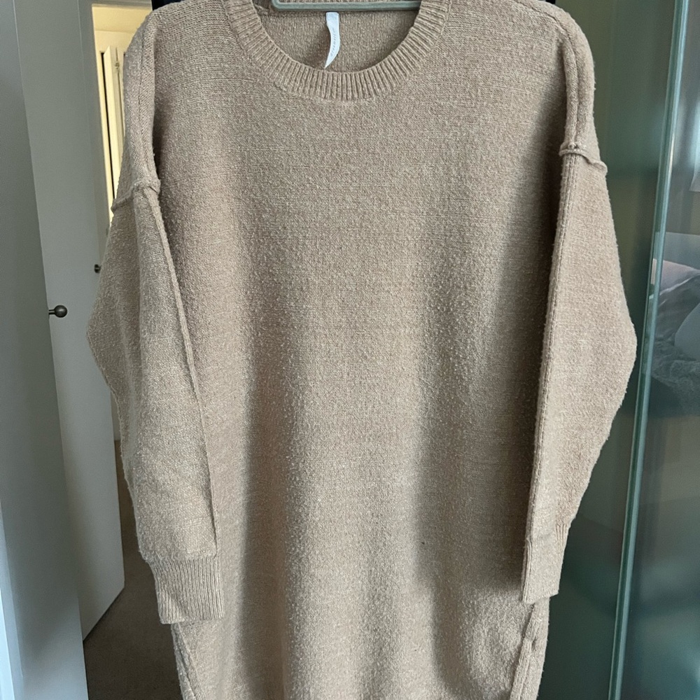Cozy Tan Sweater Dress